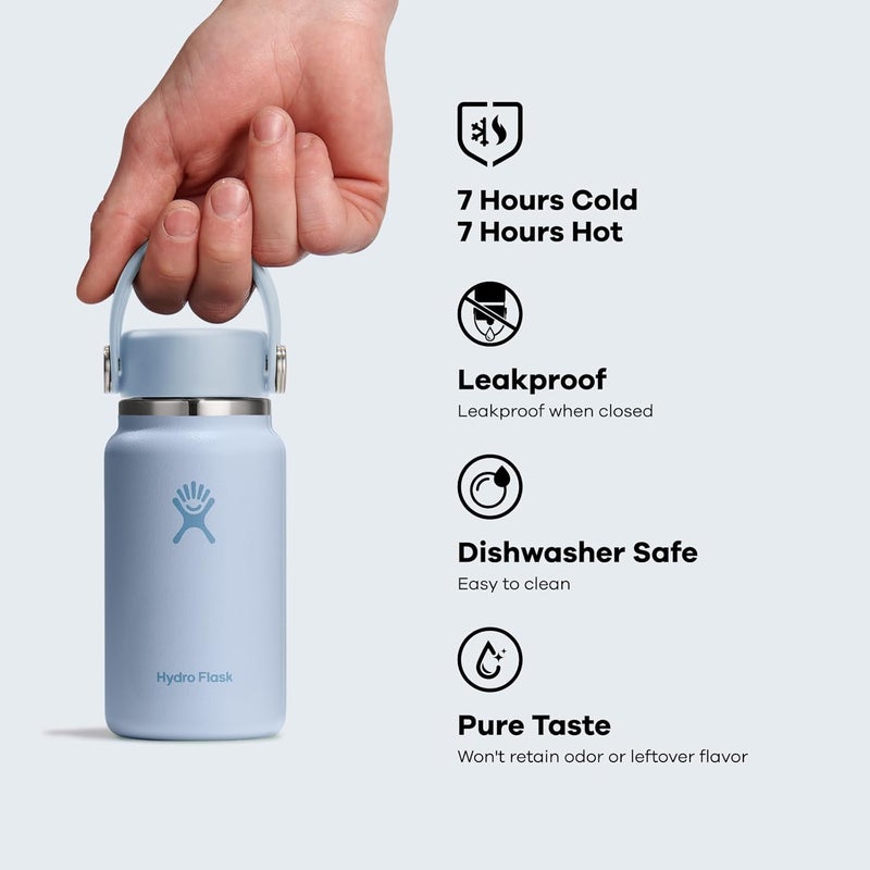 Hydro Flask زجاجة صغيرة - زجاجة محمولة أو جيب مانعة للتسرب - زجاجة ماء معزولة صغيرة 6.7 أونصة ريف - Image 2